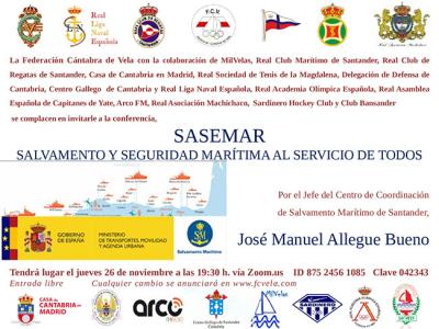 Federación Cántabra de Vela. Videoconferencia "Sasemar: Salvamento y Seguridad Marítima al servicio de todos